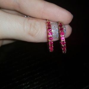 !!! NEW Ruby gold hoop earrings